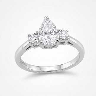 Witgouden Peervorm Diamanten Ring