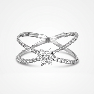 Geelgouden Diamanten Bloem Ring
