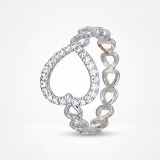 Witgouden Hartjes Diamanten Ring 0.18 Ct