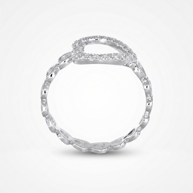 Romantische witgouden damesring met hartdesign en natuurlijke diamanten 0.18 karaat