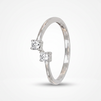 Witgouden Bypass Diamanten Ring 0.17 Ct