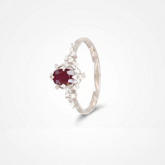 Witgouden Robijn Ring met Diamanten