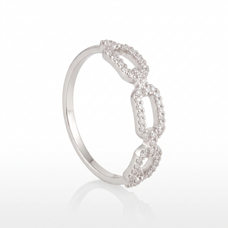 Witgouden Schakel Ring met Diamanten