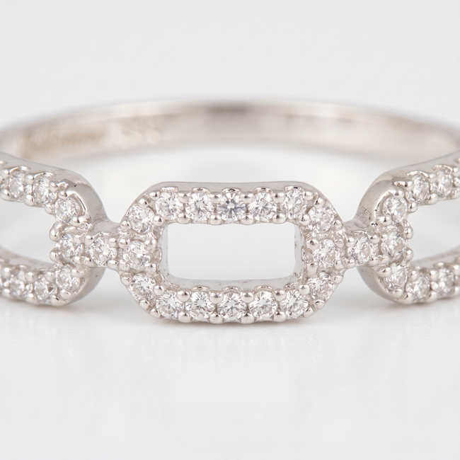 Witgouden schakelring met natuurlijke diamanten