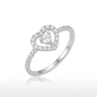 Hart Diamanten Ring Witgoud