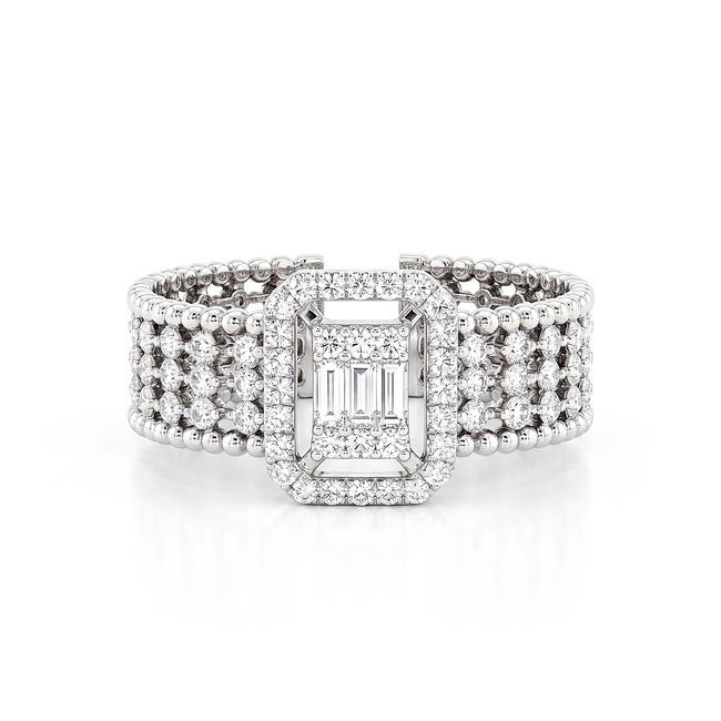 Witgouden ring met 0,80 ct baguette