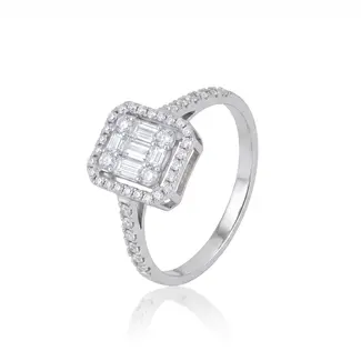 Witgouden Ring met 0.51 ct Baguette Diamant