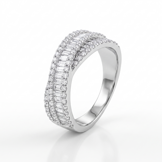 Witgouden Diamanten Ring met 1.06 ct Baguette Diamanten