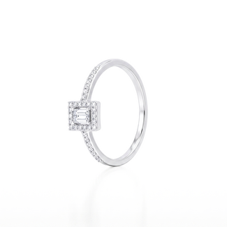 Elegante Witgouden Diamanten Ring met Vierkante Zetting