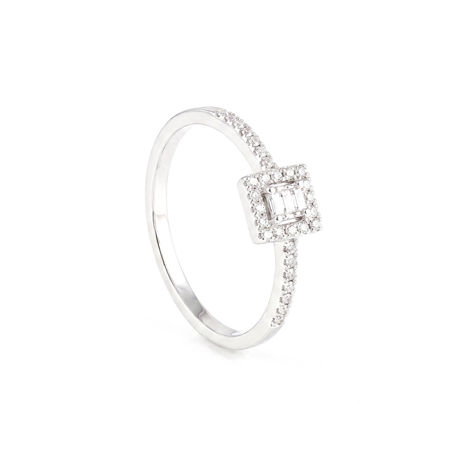 Witgouden ring, 0,19 ct vierkante zetting