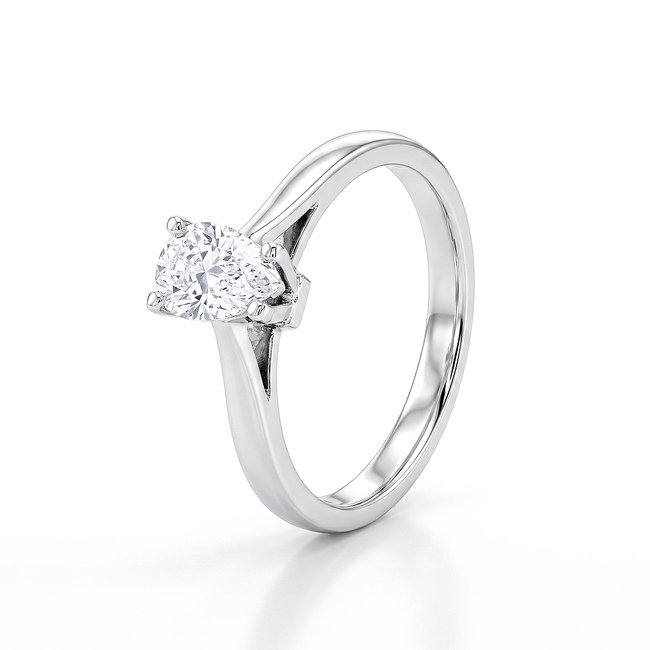 Witgouden ring met briljantgeslepen diamant