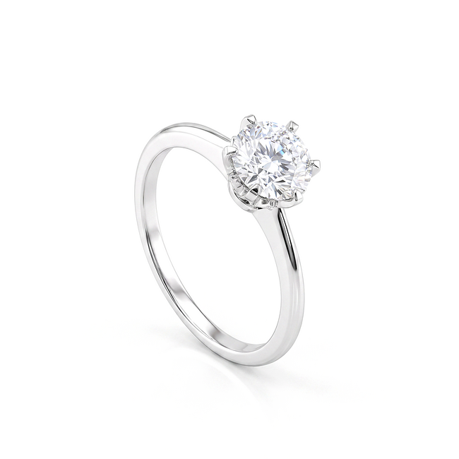 Witgouden Solitaire Ring met Natuurlijke Diamanten