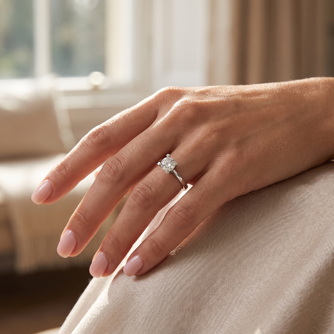 Witgouden Solitaire Ring met Natuurlijke Diamant