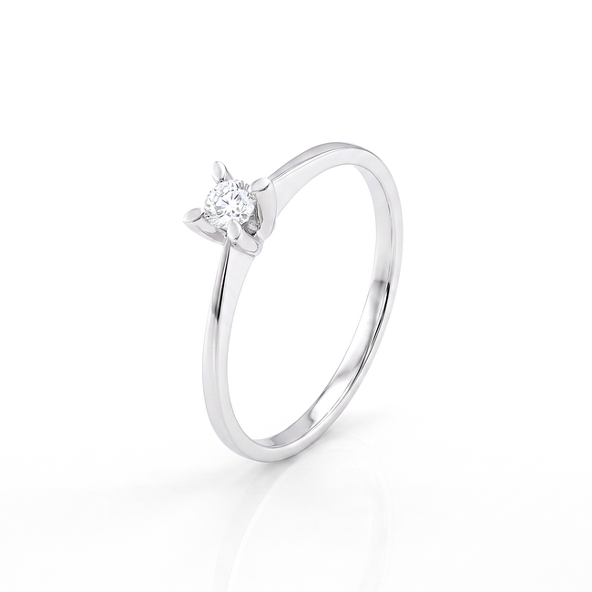 14k witgouden ring, 0,31 ct diamant