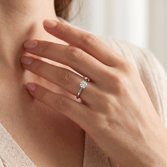 Solitaire Diamanten Ring Witgoud