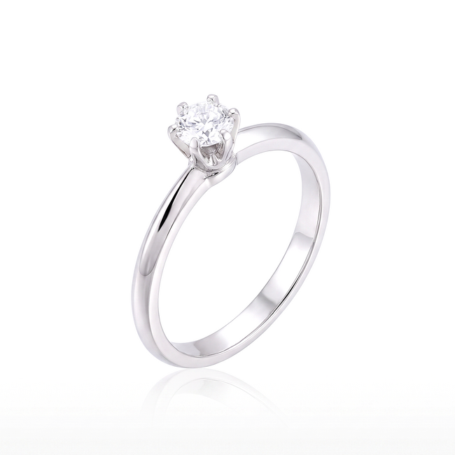 Solitaire Diamanten Ring Witgoud