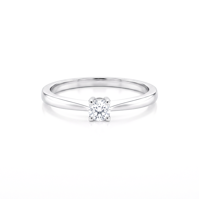 Witgouden solitairring, 0,24 ct EF diamant