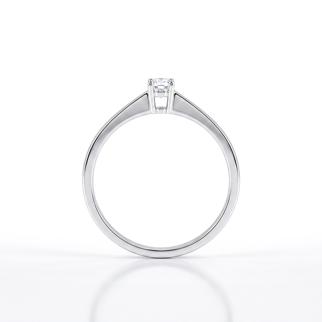 Witgouden solitairring, 0,24 ct EF diamant