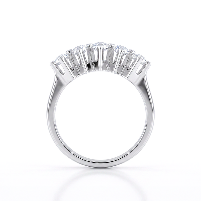 Witgouden Ring met Vijf Natuurlijke Diamanten