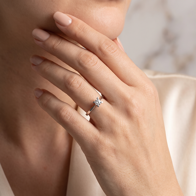 Witgouden Ring met Diamant 0.23 ct EF/SI