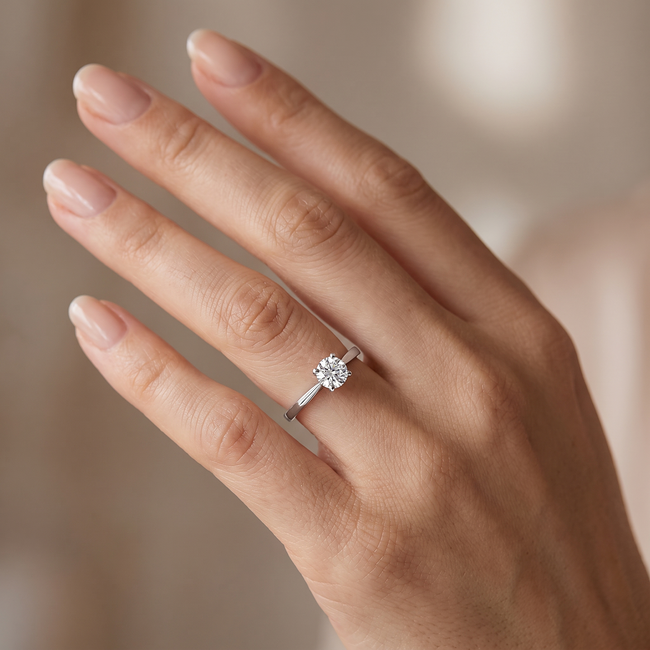 Witgouden ring met solitaire diamant