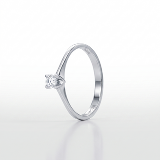 Witgouden Solitair Ring met 0.14 ct Diamant
