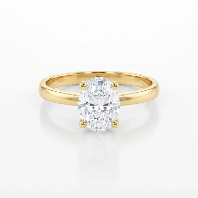 Geelgouden solitaire ring met ovale steen