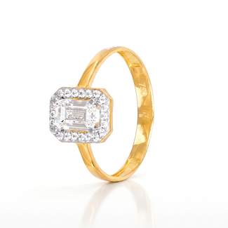 Gouden Ring met Emerald Cut Zirkonia