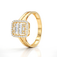 Geelgouden ring met baguette zirkonia en halo