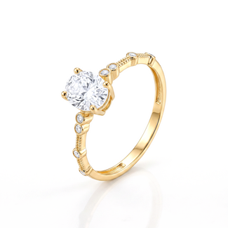 Ovalen Ring Met Sierlijke Zijstenen