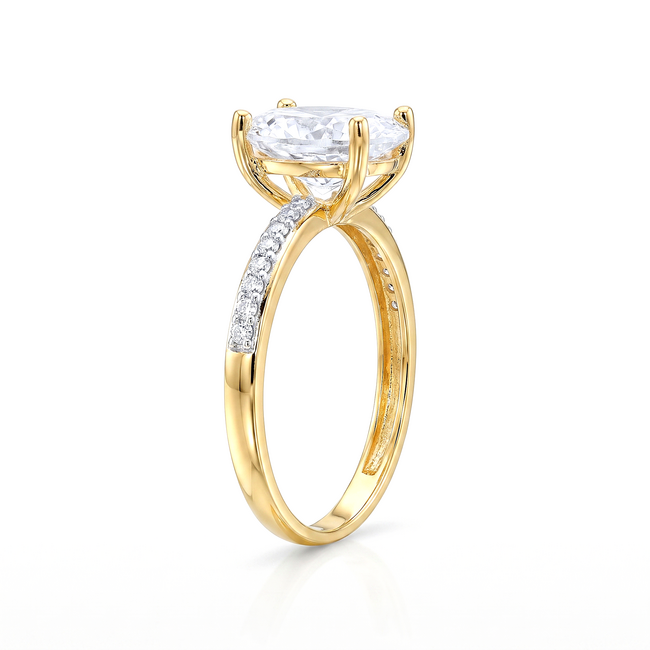 Gouden ring met ovale steen en zijstenen