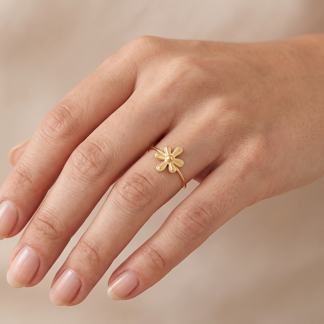 18k gouden bloemring maat 17 1/4