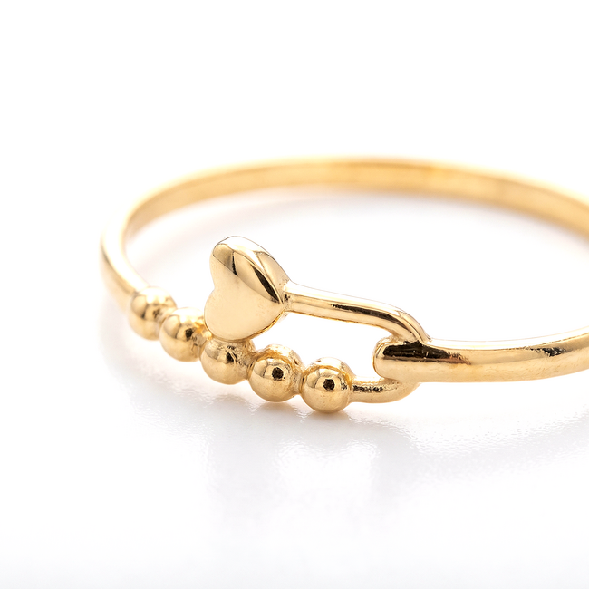 18 Karaat Gouden Hart Ring met Bolletjes