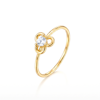 Gouden Klaver Ring met Zirkonia