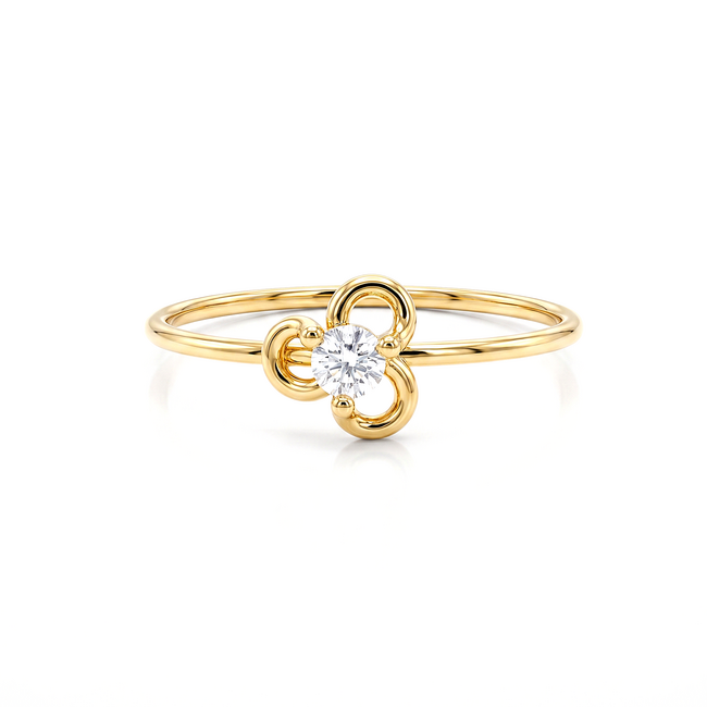 18k Gouden Klaver Ring met Zirkonia Steen