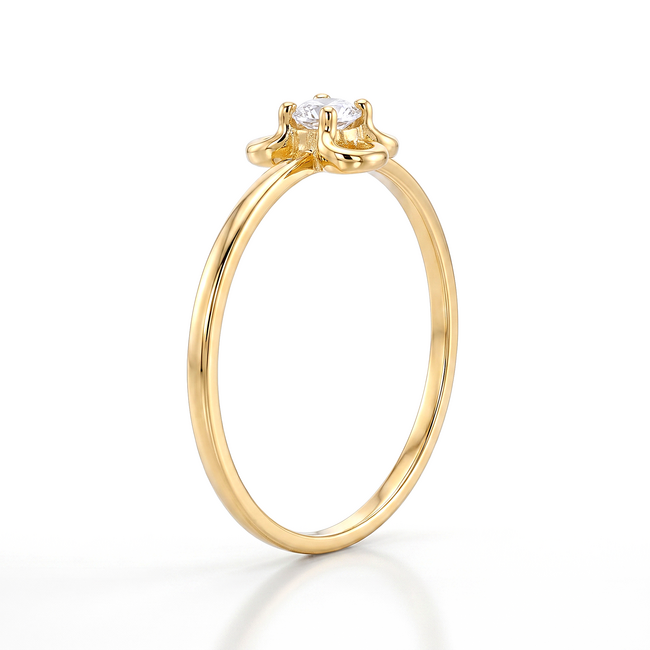 18k Gouden Klaver Ring met Zirkonia Steen