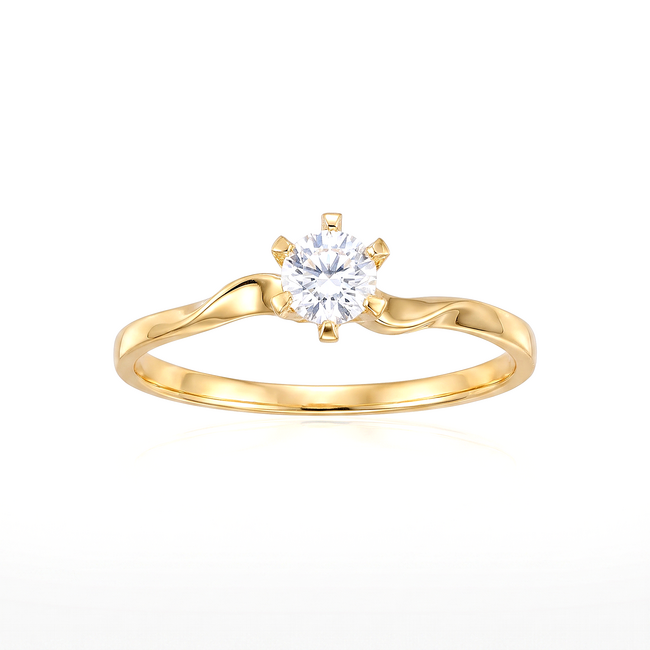 18k Gouden Solitaire Ring met Zirkonia Steen