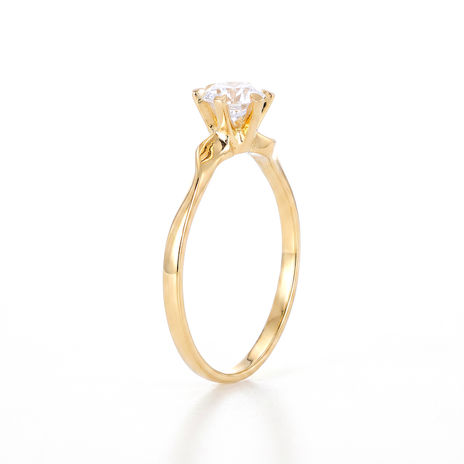 18k Gouden Solitaire Ring met Zirkonia Steen