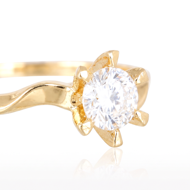 18k Gouden Solitaire Ring met Zirkonia Steen
