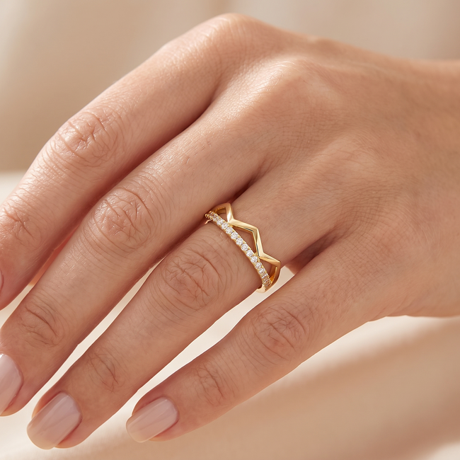 18 karaat gouden zig/zag ring