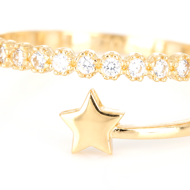 18k gouden ring met ster design en zirkonia