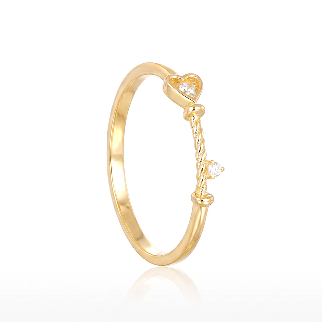 18k gouden ring dames met hart en zirkonia