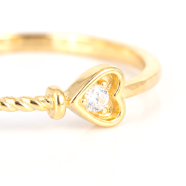 18k gouden ring dames met hart en zirkonia