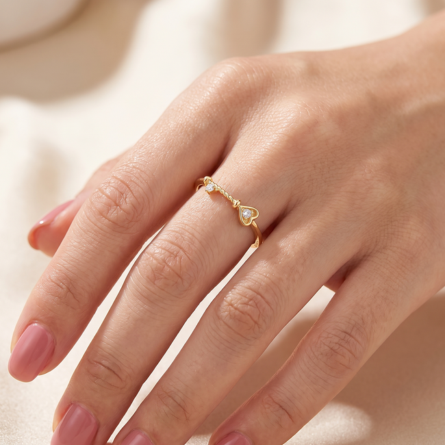 18k gouden ring dames met hart en zirkonia