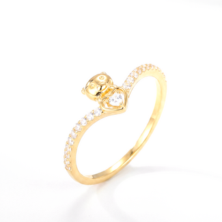 Gouden ring dames teddy beer