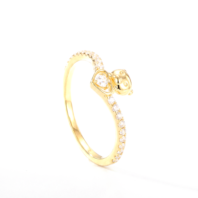 18 karaat gouden ring met teddy beer en zirkonia
