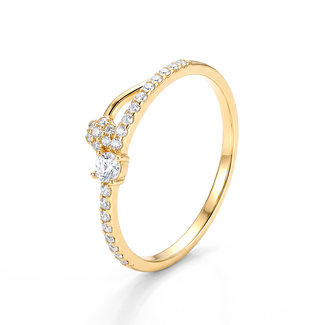 Gouden ring dames bloem met zirkonia