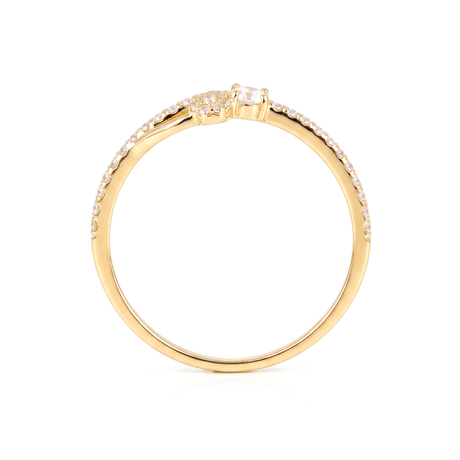 18k gouden ring dames met bloem en zirkonia