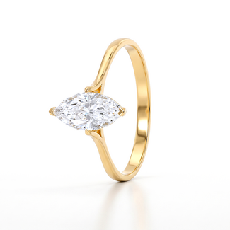 Geelgouden Solitaire Ring met Marquise Zirkonia