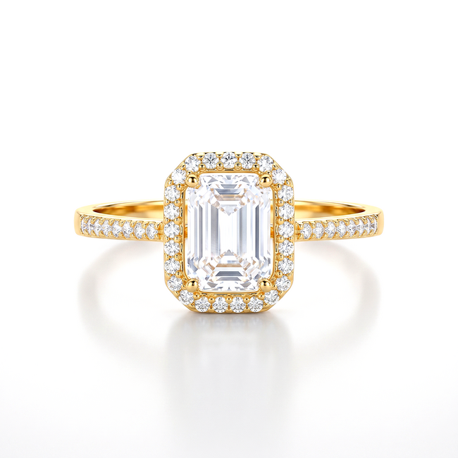 18k geelgouden halo ring met pavé zirkonia